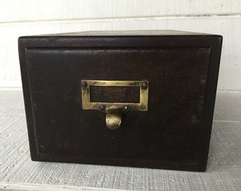 Vintage 1920s old antique Macey brand wooden card catalog Oak file drawer cabinet storage Vintage Wooden Macey library file cabinet Drawer