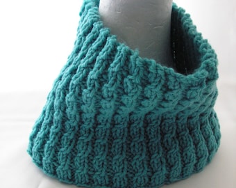 Circle Scarf Turquoise Green Cowl Adult Size Hand Knit Winter Accessories Ready to Ship