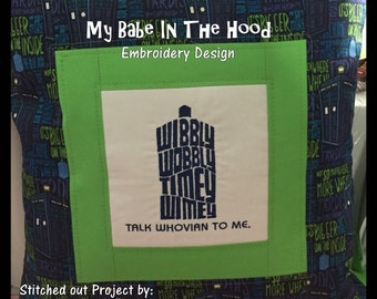 Doctor Who Tardis Wibbly Wobbly Timey Wimey Talk Whovian to me Embroidery Design