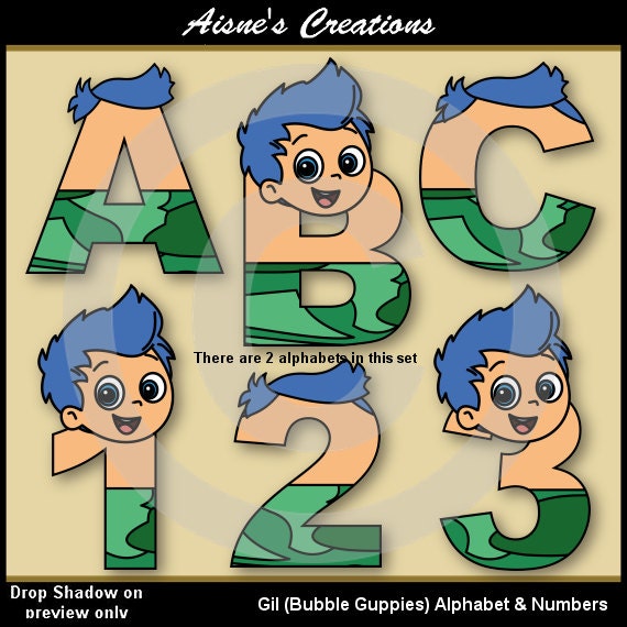 Gil Bubble Guppies Alphabet Letters &amp; Numbers Clip Art