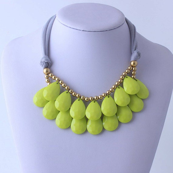 Anthropologie Lime Green Necklace Bib Necklace Lime Green