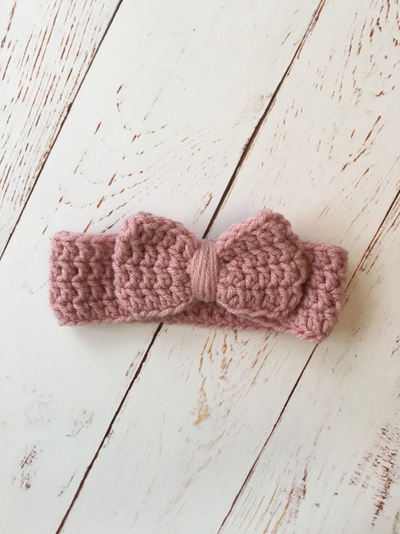 Handmade crochet baby headband newborn bow headband rose
