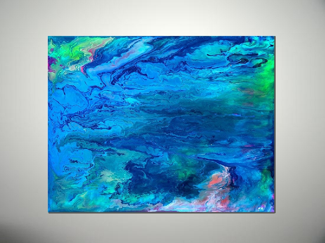 Blue abstract art Blue abstract painting office by AmyLeVineArt