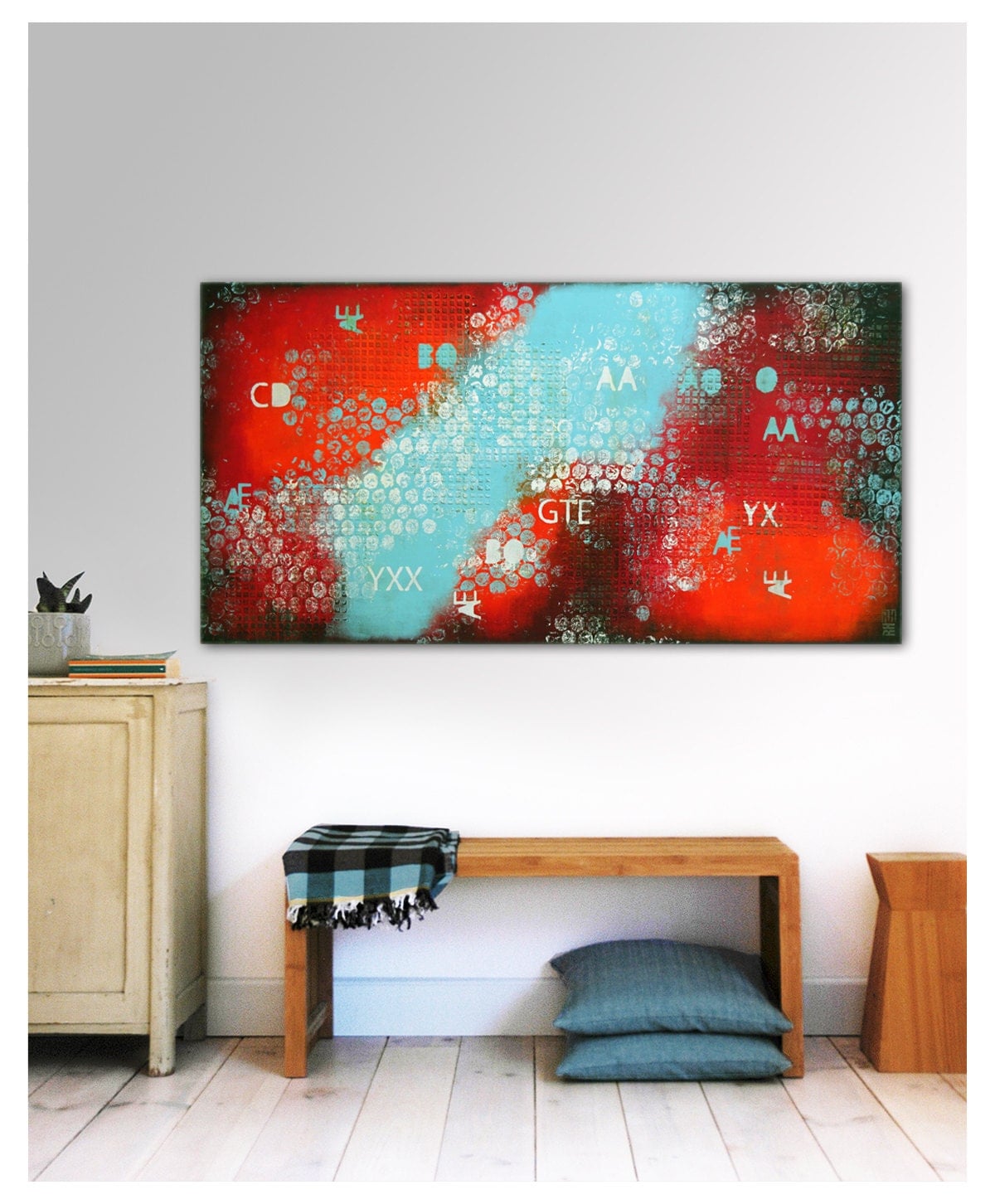  Acrylic  Painting  Wall  Decor  Orange Red and Blue by 