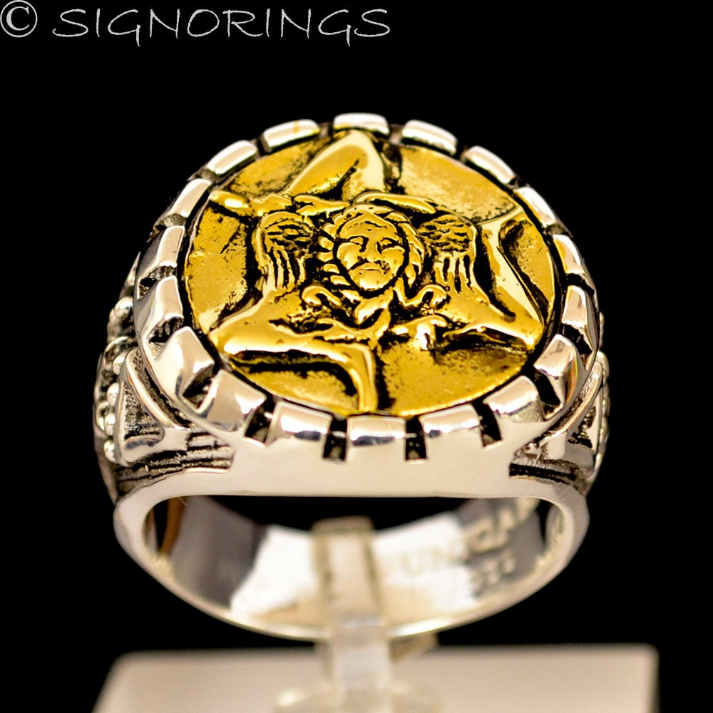 Ring Handcrafted Sicilian Trinacria 925 Sterling Silver with