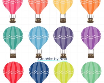 INSTANT DOWLOAD Hot Air Balloon Clipart Scrapbook for Personal and Commercial Use