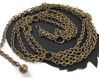 Vintage Brass Multi Chain Belt or Necklace - up to 37 inches