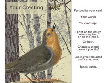 Robin art card, bird card,Greeting card, blank card, birthday card, handmade card, anniversary card,artist card, personalised card, 'Robin'
