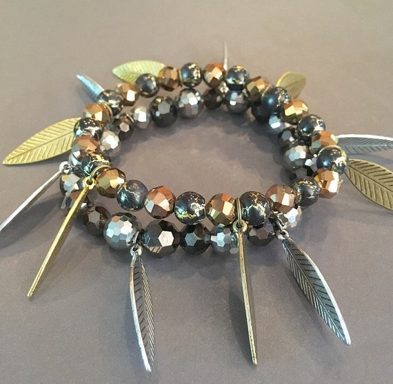 Items similar to Feather Beaded Bracelet on Etsy