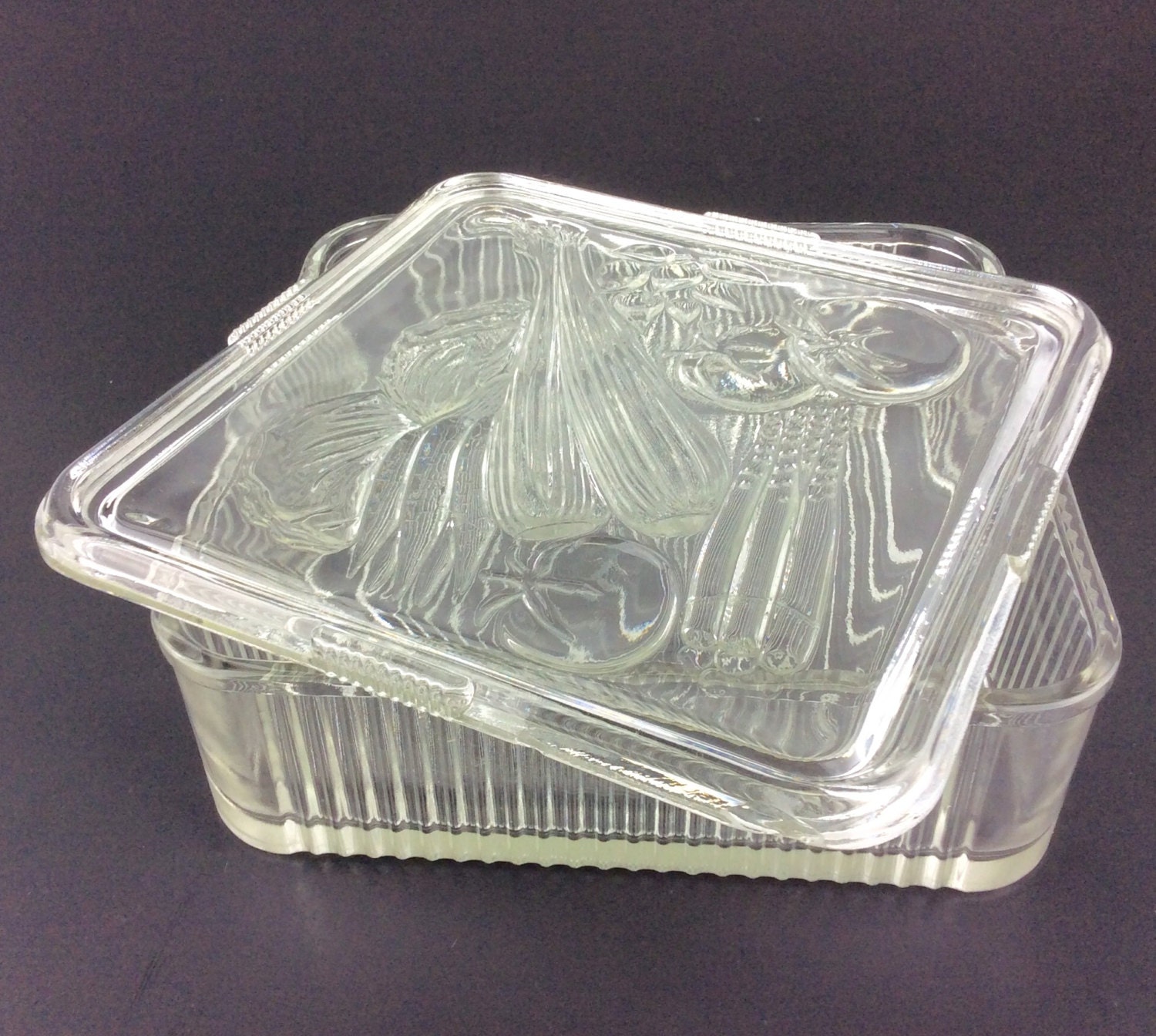 Refrigerator Dish Clear Vintage Glass hastypearl by hastypearl