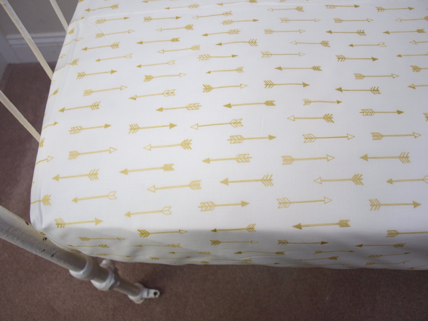 Metallic Gold Arrows Designer Fitted Crib Sheet Cot Sheet