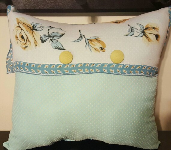 Handkerchief Pillow Blue & Yellow by CottageDesignsbyErin on Etsy