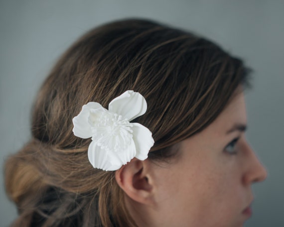 Icelandic Poppy Comb 3D Printed Hair Accessory in White or
