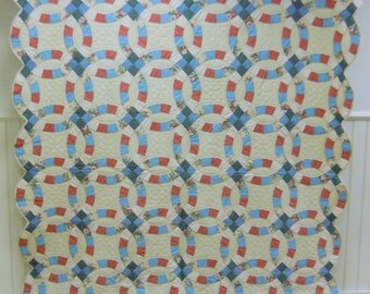 Mint Condition! Double Wedding Ring Quilt. Hand Made. With Provenance! Great Gift.
