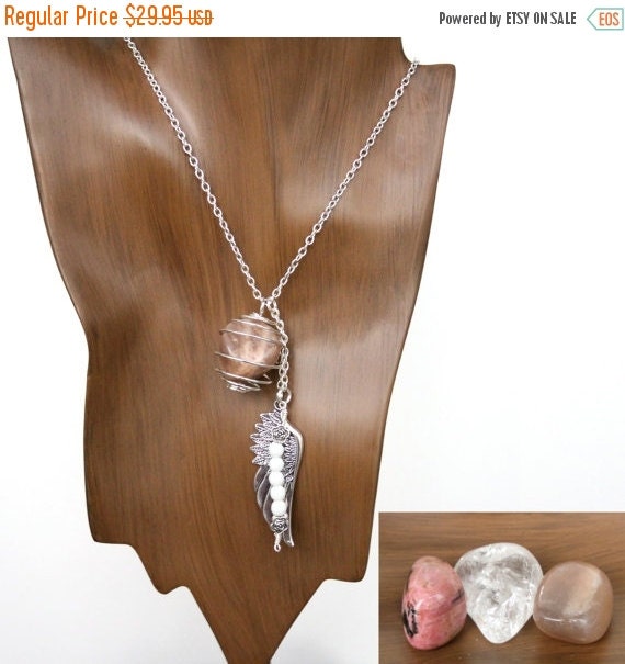 ON SALE CANCER 3-in-1 Gemstone Necklace Set w/ by MayanRoseShop