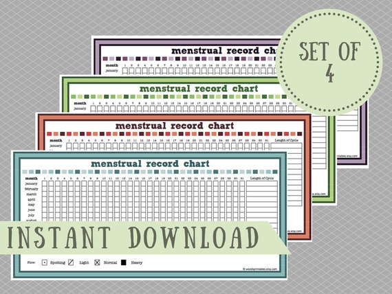 Menstrual Cycle Record PDF Printable Period By Woodsprintables