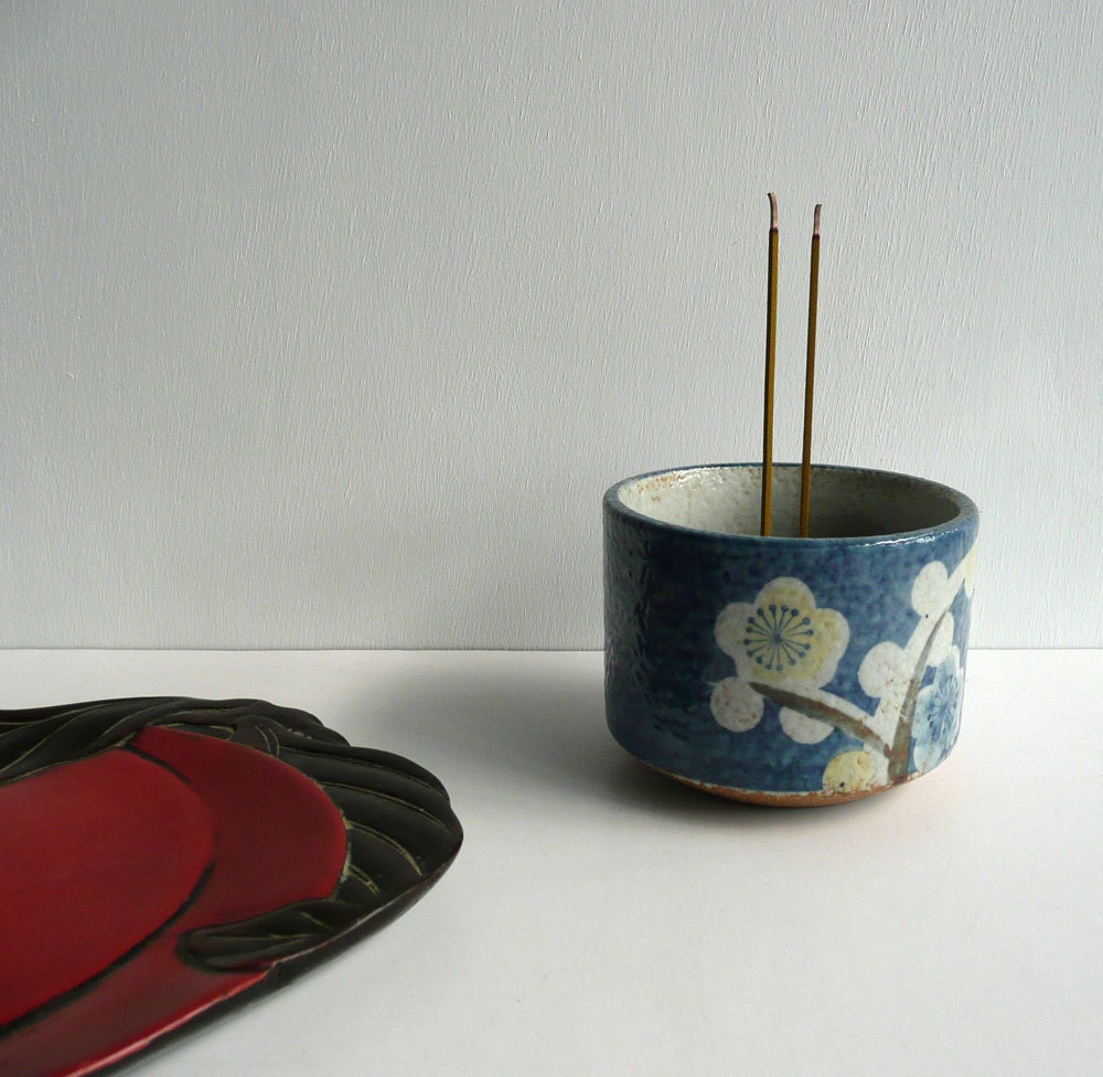 RESERVED for C Incense burner Japanese vintage ceramic pot