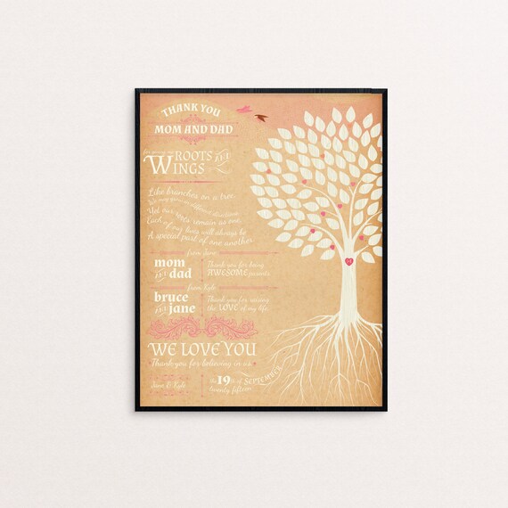 Parents thank you print - vintage & sweet, sentimental, and personalized custom wedding day gifts for in-laws - Lily Il_570xn