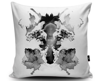 Wolf Pillow, Wolf Cushion, Rorschach Cushion, Rorschach Pillow, Animal Cushion, Animal Pillow, 45cm/60cm, 18inch/23.6inch Faux Suede Cushion