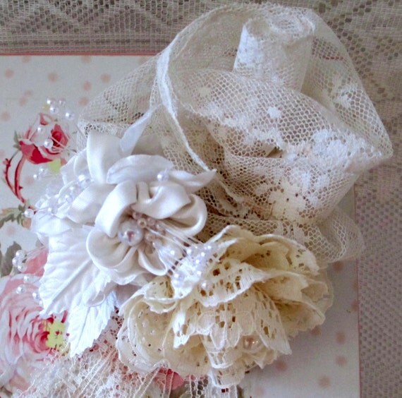 white ivory ribbonwork shabby chic by vintageweddingchic white ivory ribbonwork shabby chic by vintageweddingchic
