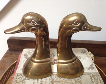 vintage brass duck bookends leonard silver mfg co