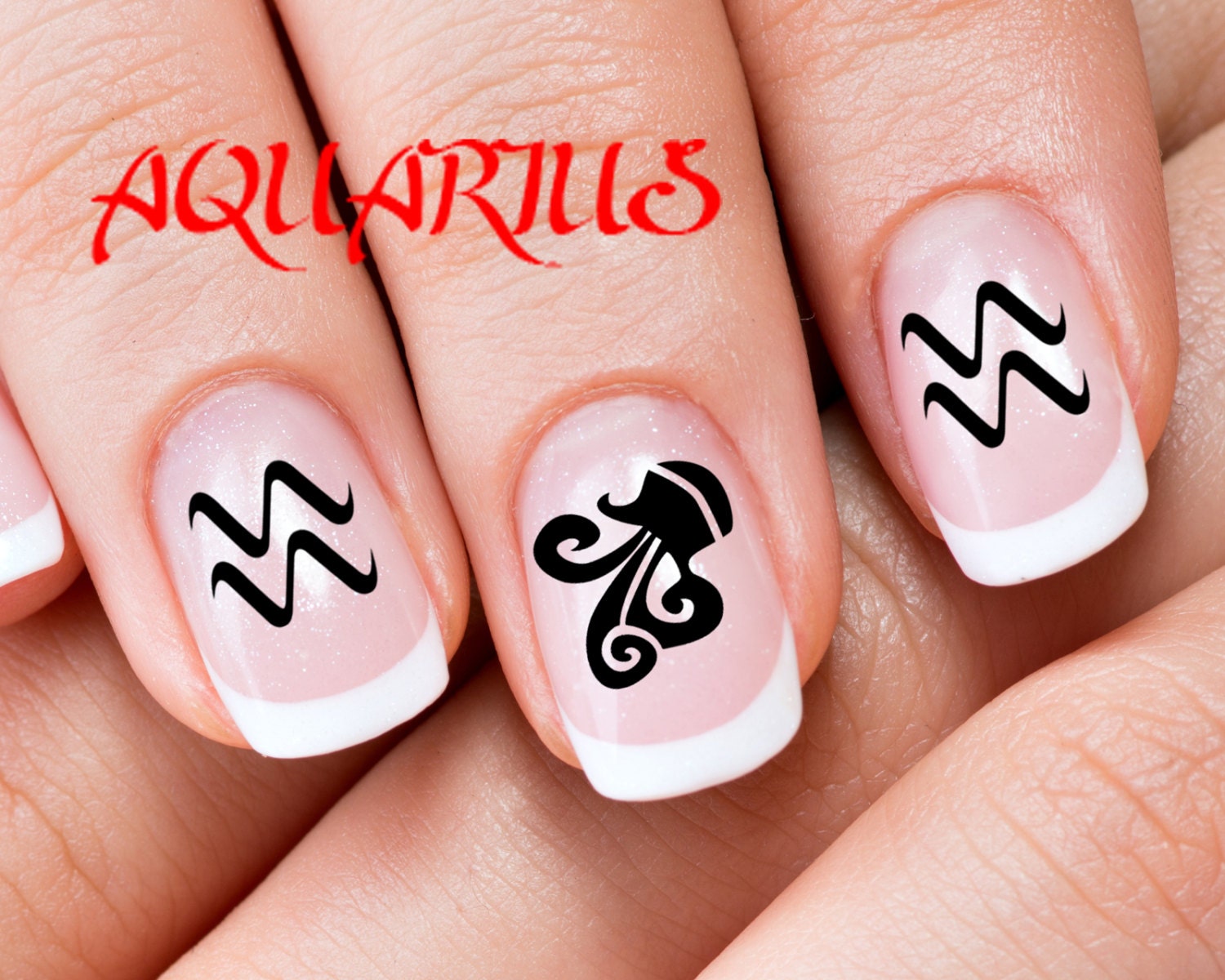 30 AQUARIUS Nail Art ZAQ Zodiac Astrology Symbols AQUARIUS