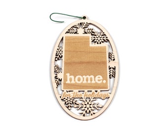Engraved Utah Wood Christmas Ornament