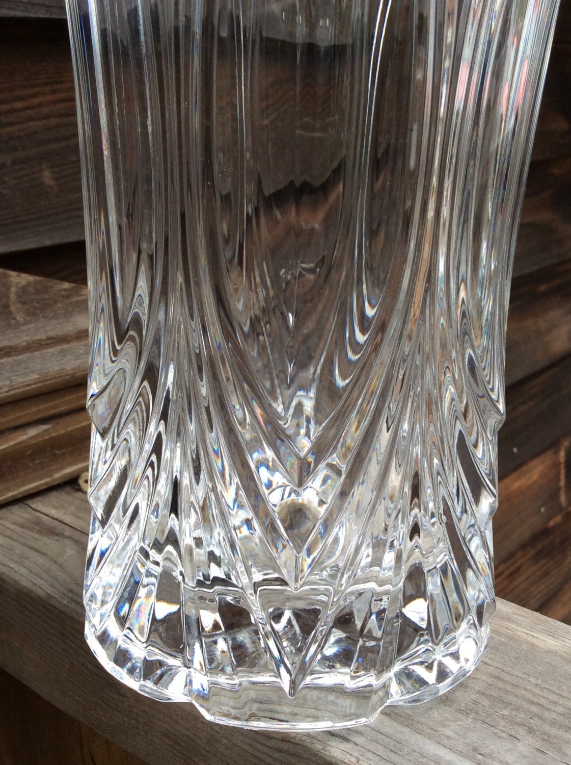 Large Lead Crystal Vase Hand Cut Lead Crystal by MyFriendsAttic