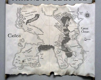 Map of Erilea, Map of the World of Throne of Glass, Sarah J. Maas, Throne of Glass Map, Heir of Fire Map, Queen of Shadows Map
