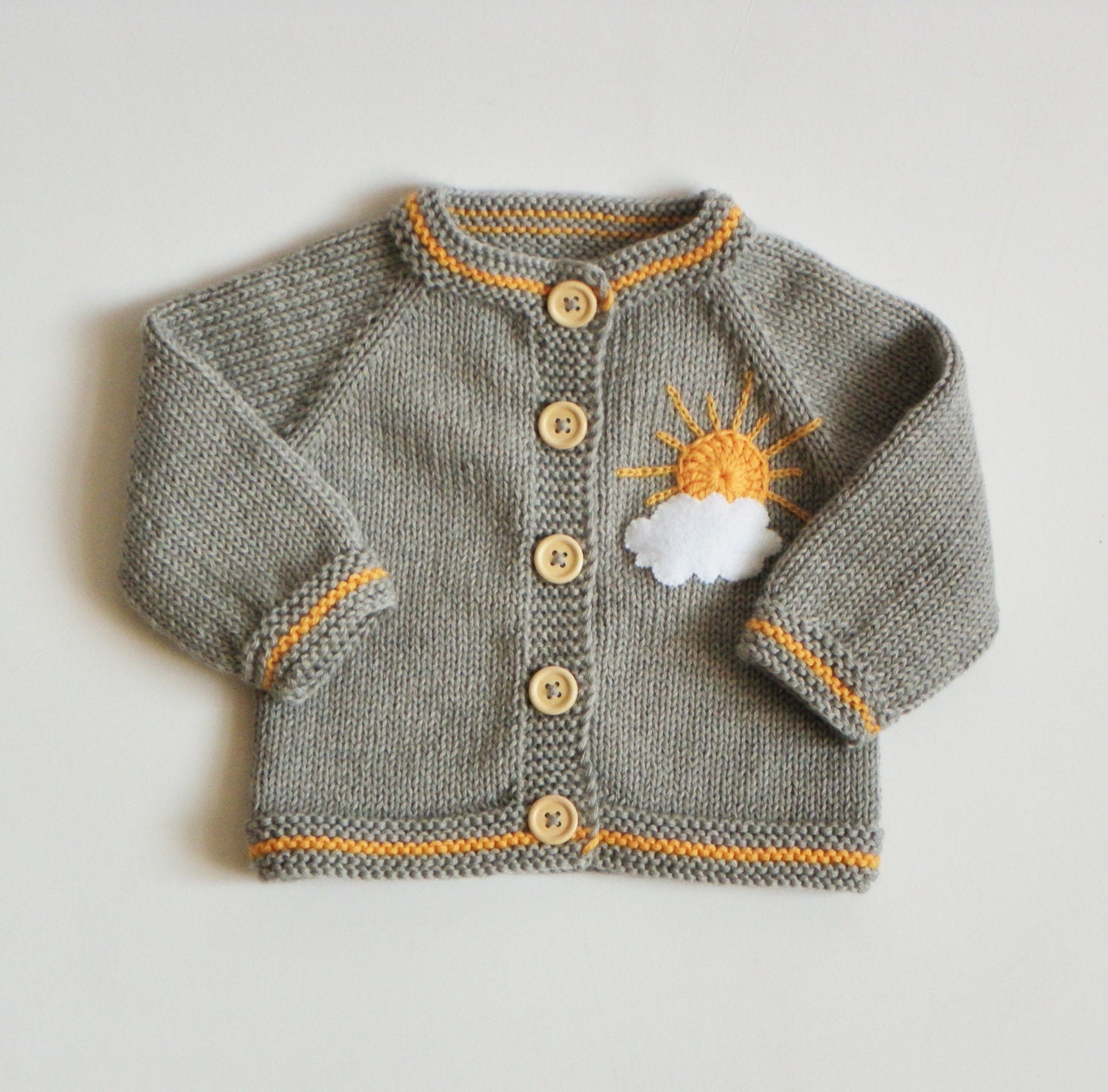 Knitted baby girl cardigan merino jacket wool sweater grey