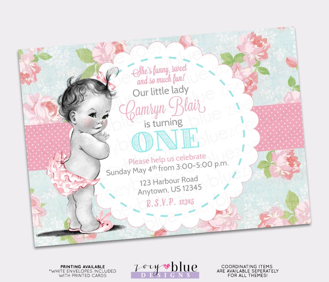 shabby chic birthday invitation vintage baby girl floral pink shabby chic birthday invitation vintage baby girl floral pink