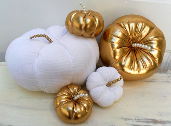 stuffed pumpkin set Fall decor pumpkin decor by DownSouthChicDecor