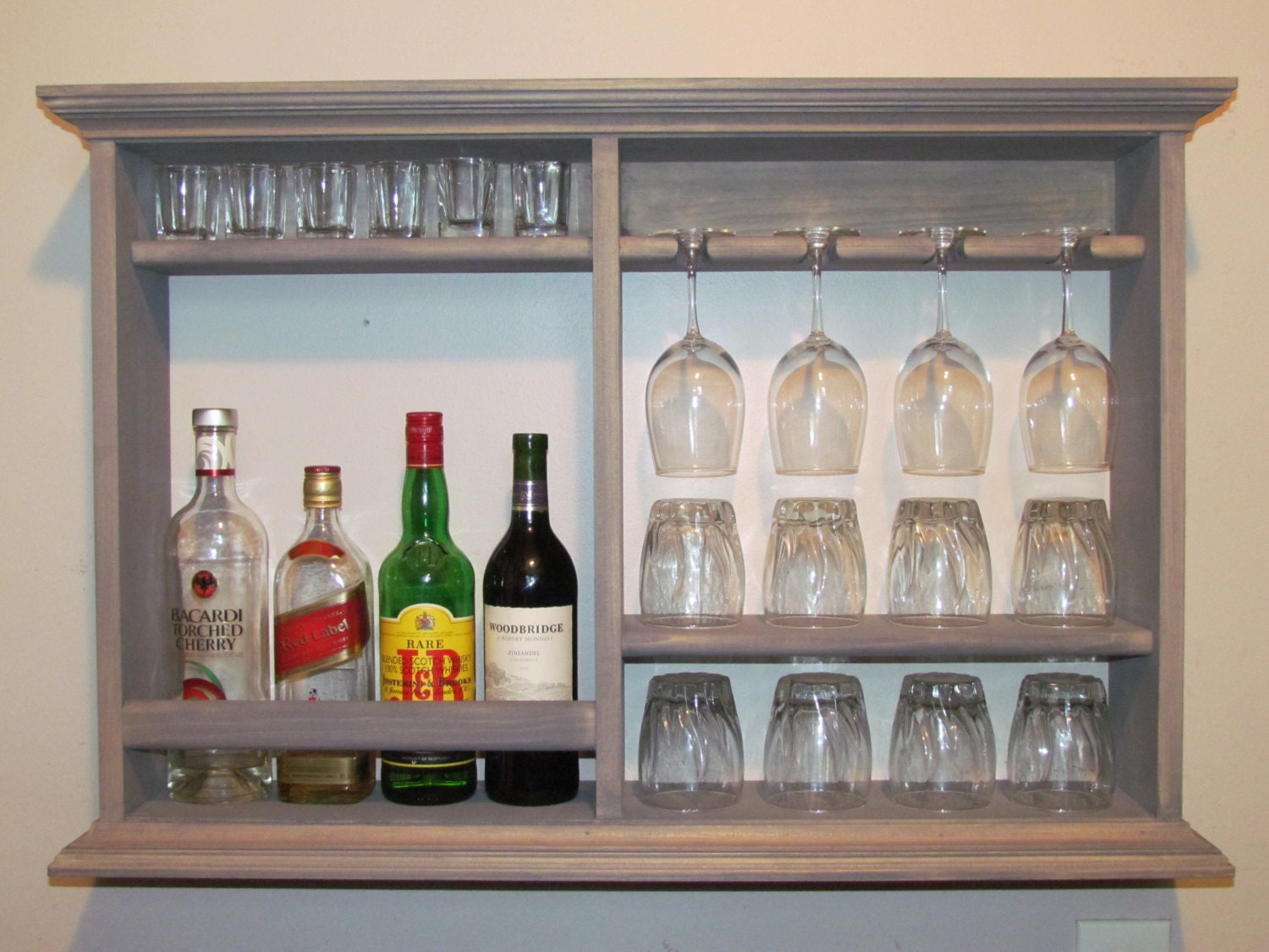 Mini Bar Weathered gray stain wine rack liquor