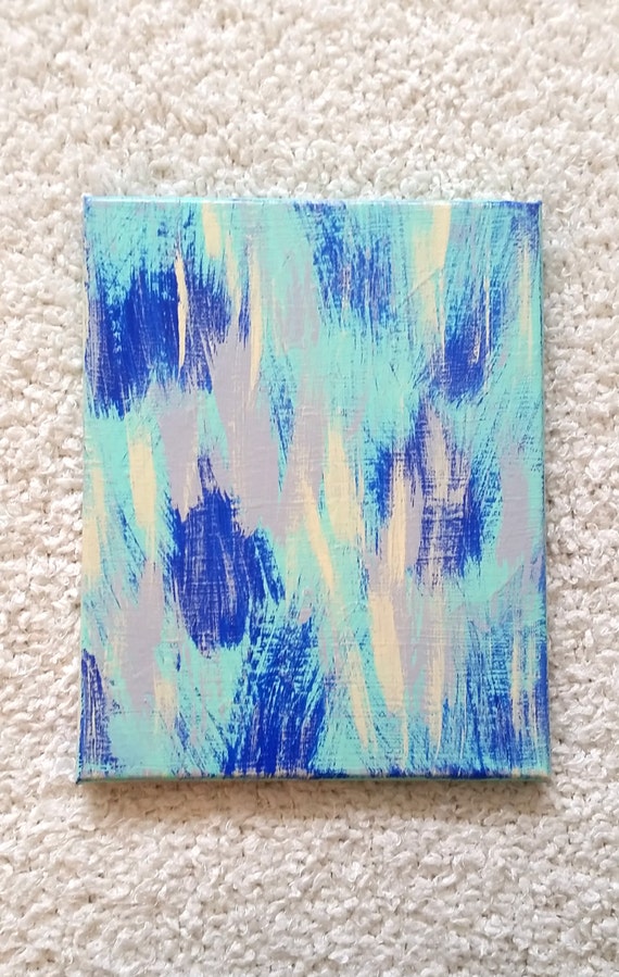 Abstract shades of blue acrylic canvas painting for by StarrJoy16