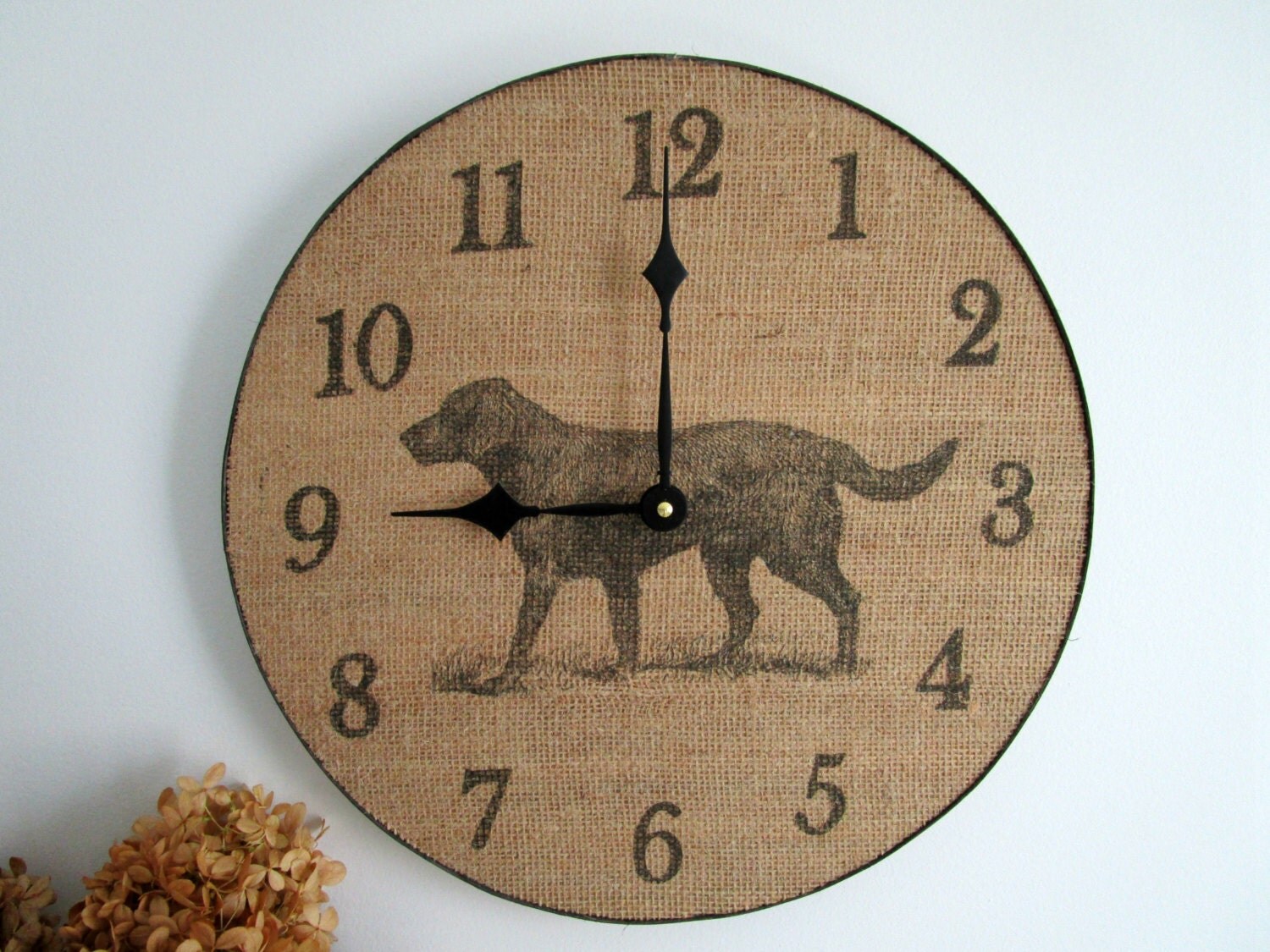 Dog Wall Clock 14 Large Wood Clock Rustic Home Decor