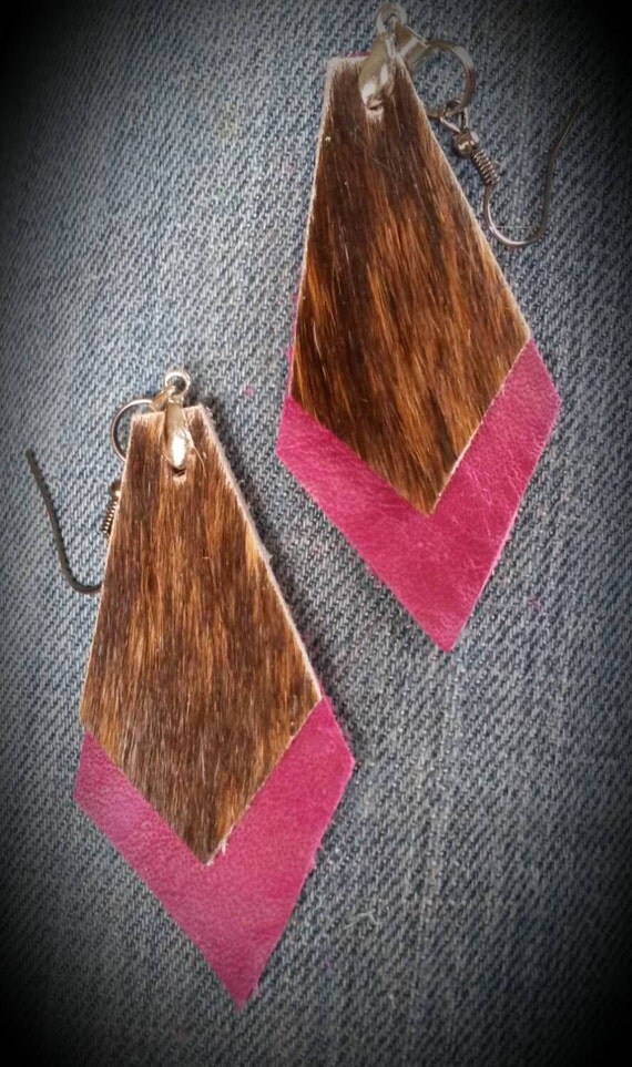 Handmade Leather Earrings by on Etsy