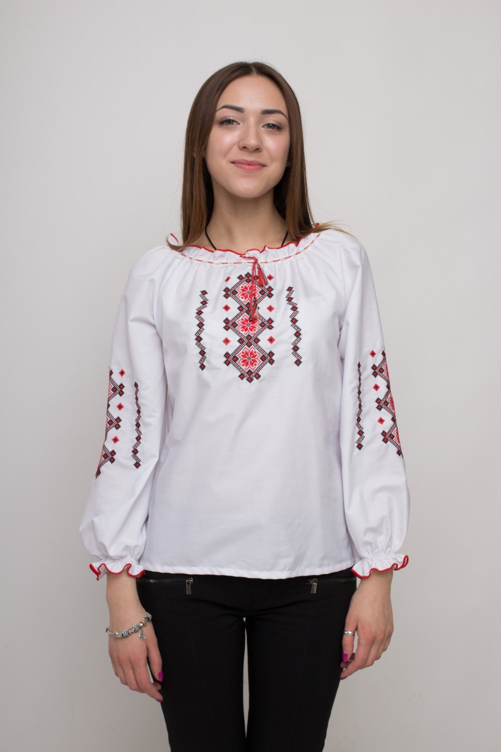 Traditional Ukrainian Embroidered Women's Blouse/Shirt
