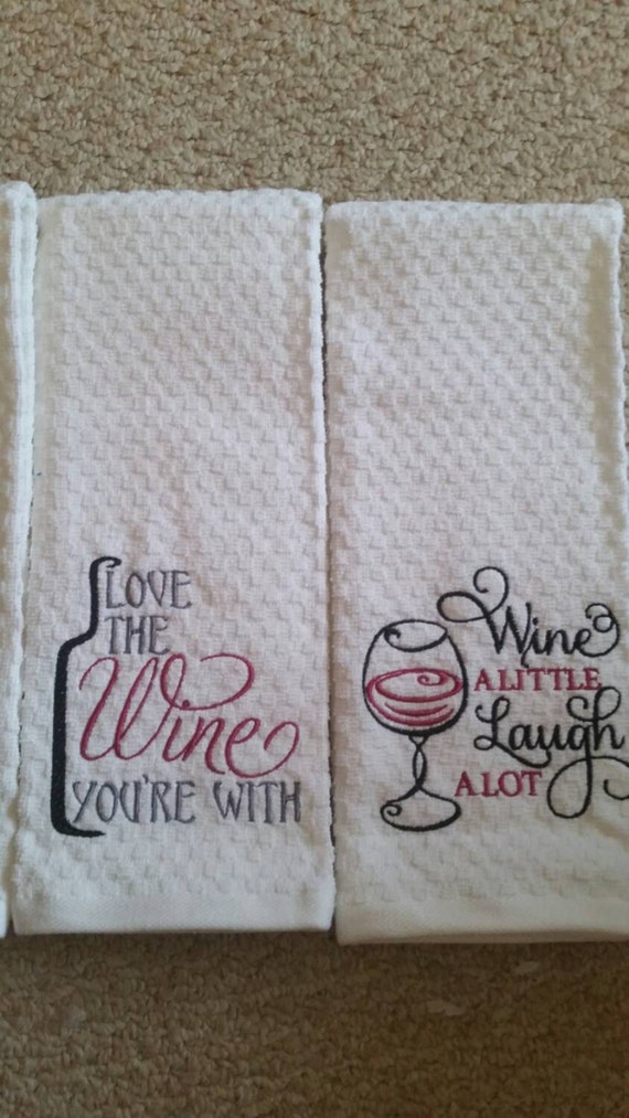 Set of 2 tea towels Wine Towels Set of 2 Kitchen Towels