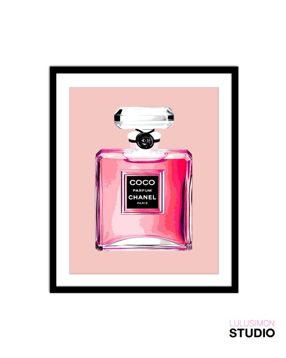 Chanel Perfume Bottle Print Pink Perfume Print Pink Chanel