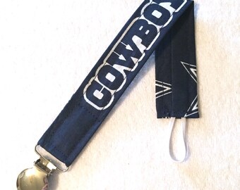 Pacifier Clip made Dallas Cowboys fabric - NFL - football