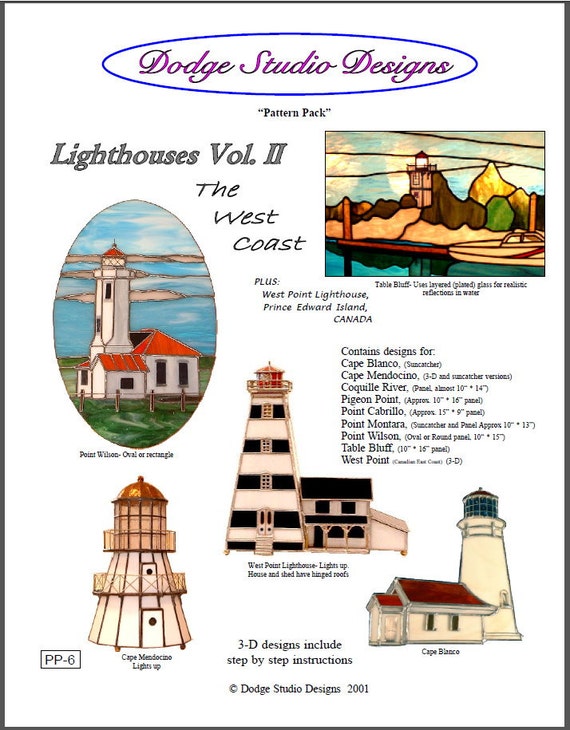 Stained Glass Lighthouses Vol 2 The West Coast Plus Prince 2 The West Coast Plus Prince Edward Island Pattern Pack From Dodgeglassstudio On Studio