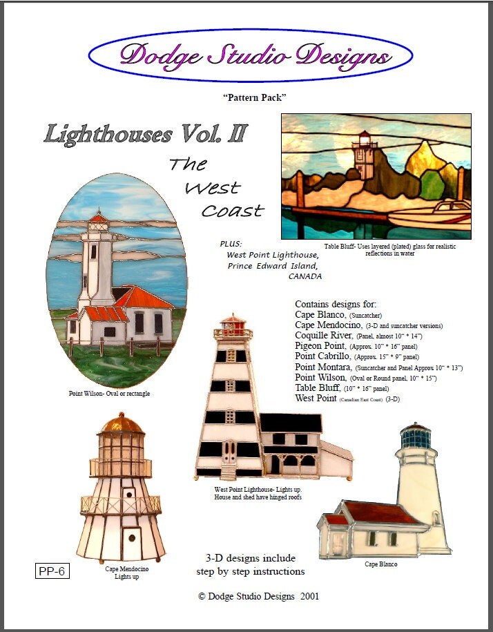 Stained Glass Lighthouses Vol 2 The West Coast Plus Prince Sold By Dodgeglassstudio