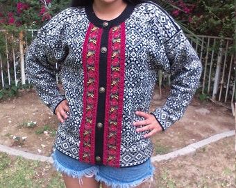 Norkswear,cardigan sweater,100% wool,sweater,large