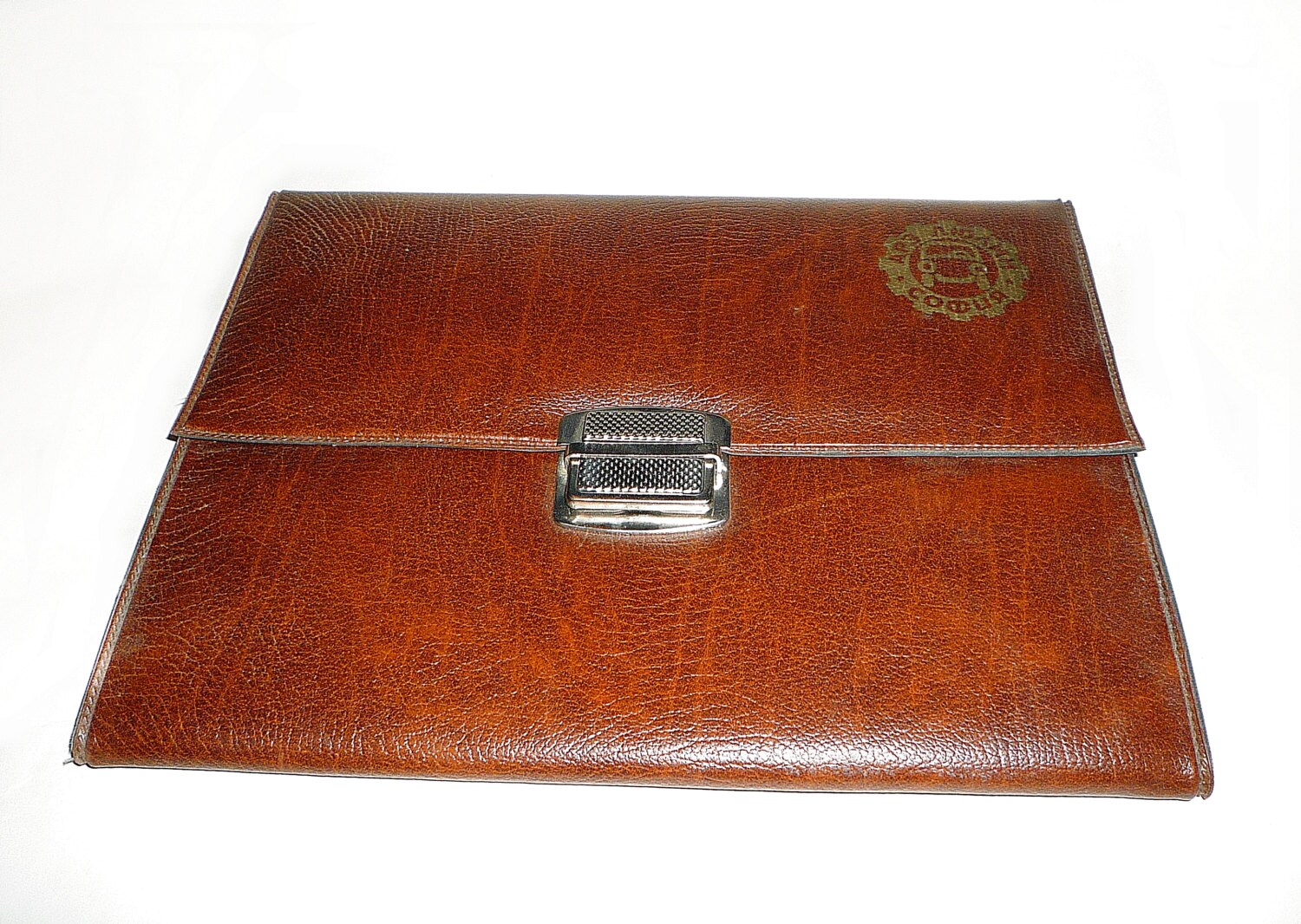 Leather folder Briefcase Vintage big Brown Folder Retro