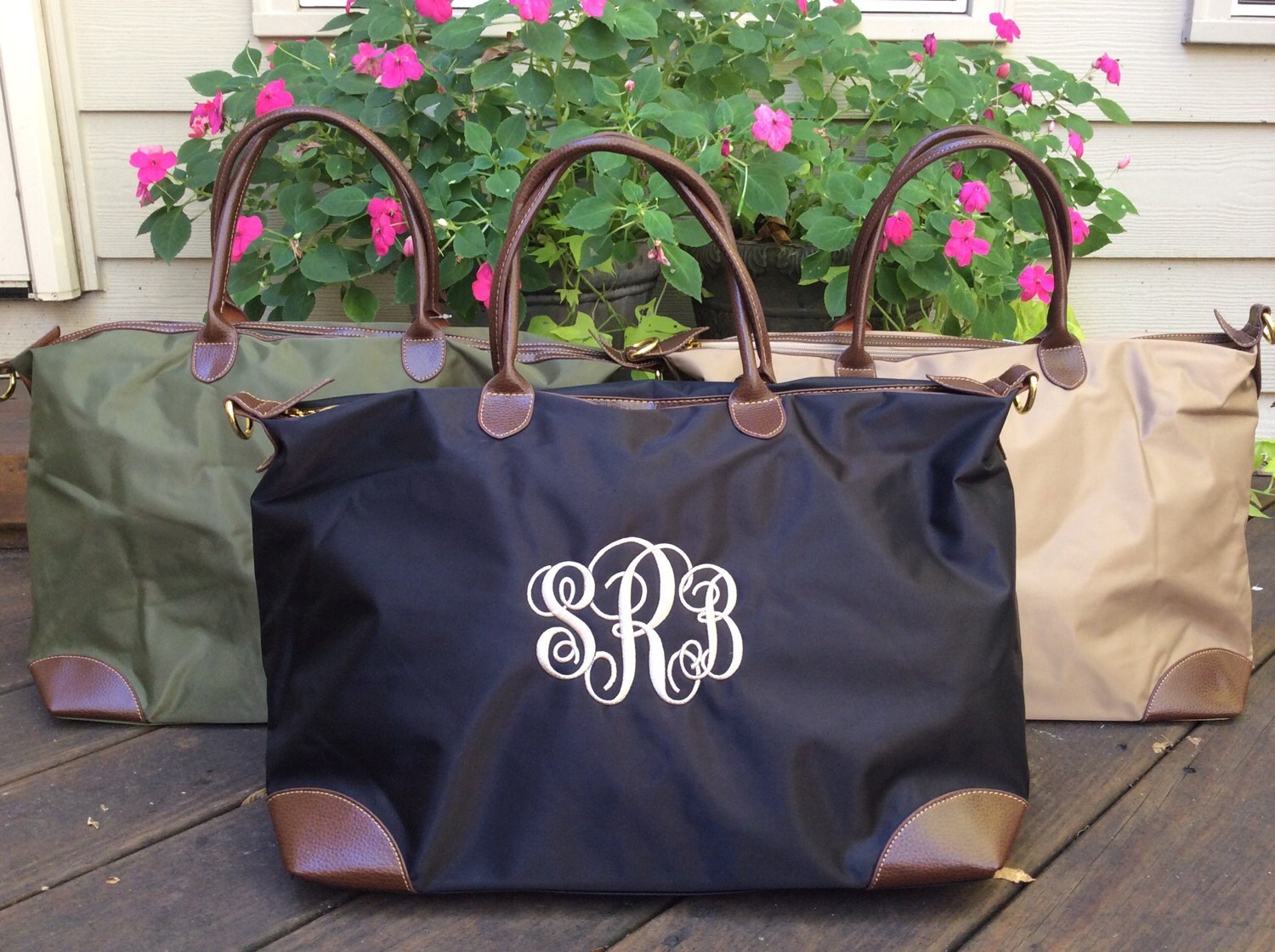Monogrammed Nylon Weekender/Overnight Tote Bag Perfect For