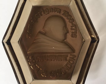 RARE Vintage Glass Dom Perignon and Moet & Chandon Hexagon Molded Glass Ashtray / 1930s / Champange
