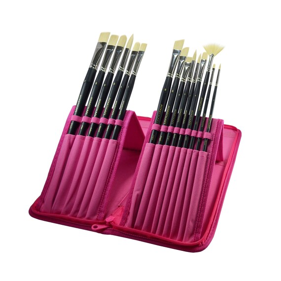 15 Synthetic Bristle Paint Brushes For Acrylic and Oil