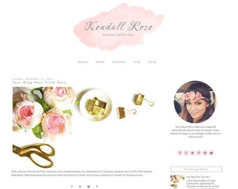 Feminine Blogger Template | Pink Blogger Template | Responsive Blogger Template | Watercolor | Kendall Rose