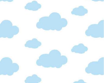 Dreamy Clouds Fabric White Fabric FLANNEL From David Textiles