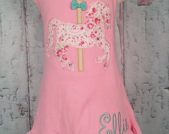 Carousel Horse Ruffle Bottom Tank Dress - Girls